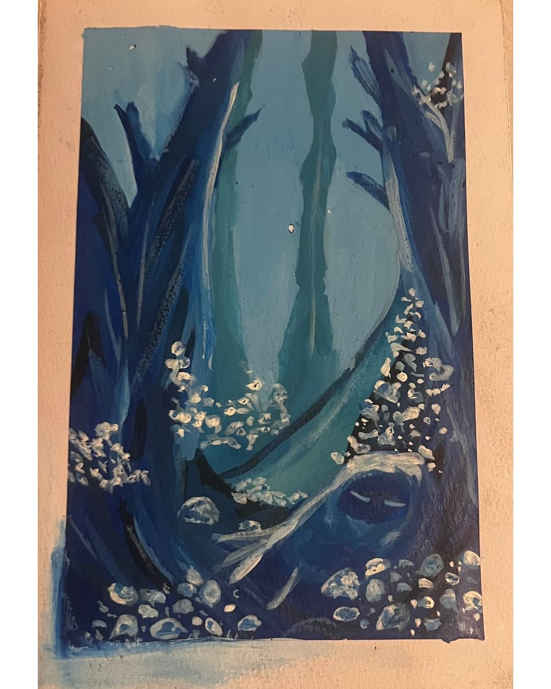 Pădure adormită în gouache